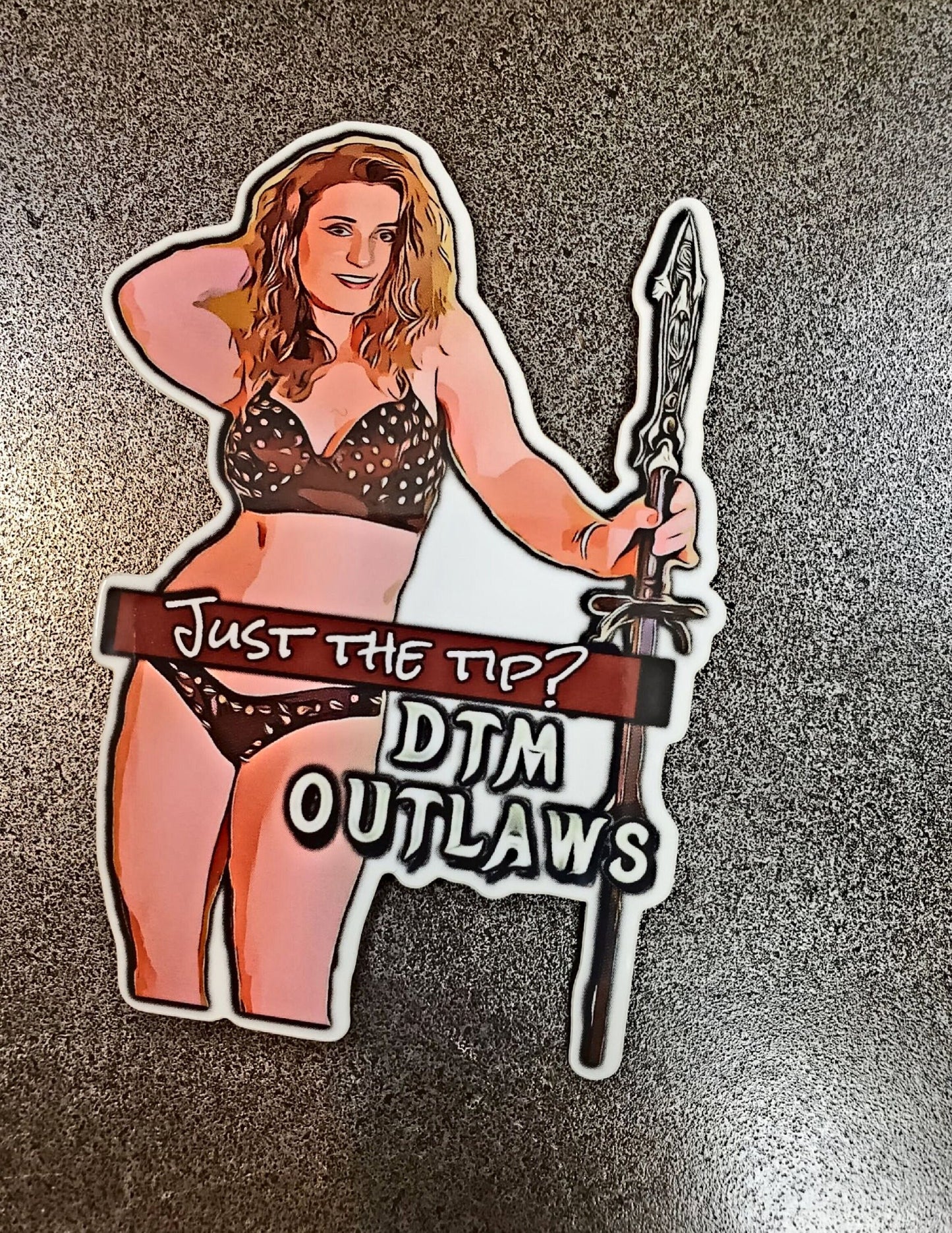 DTM Outlaws "Just the Tip?" Sticker Sexy Sticker Water Bottle Sticker Giant Sword Sticker