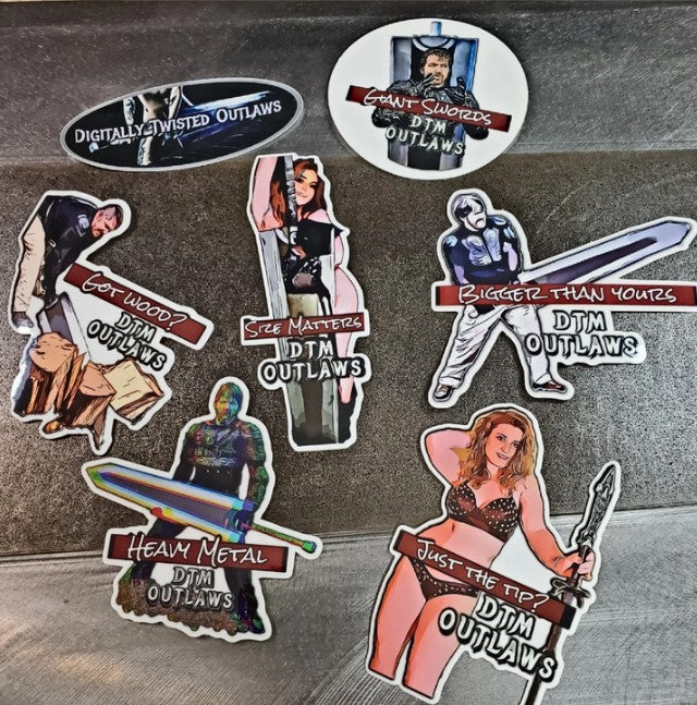 DTM "True Outlaw" Sticker Pack. Sexy Sticker Water Bottle Sticker Giant Sword Sticker