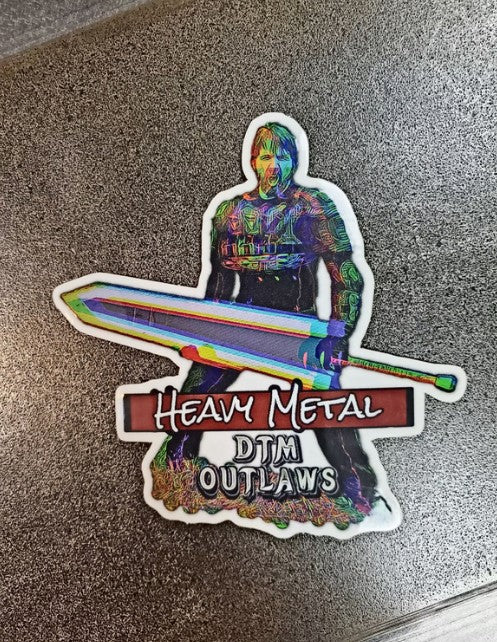 DTM Outlaws "Heavy Metal" Pun Sticker Sexy Sticker Water Bottle Sticker Giant Sword Sticker